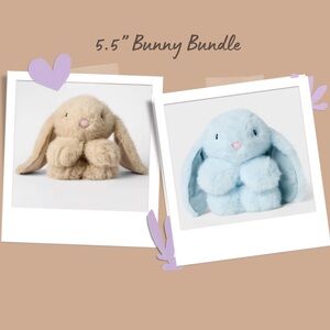 5.5'' Blue Bunny & 5.5” Tan Bunny Stuffed Animal - Gigglescape